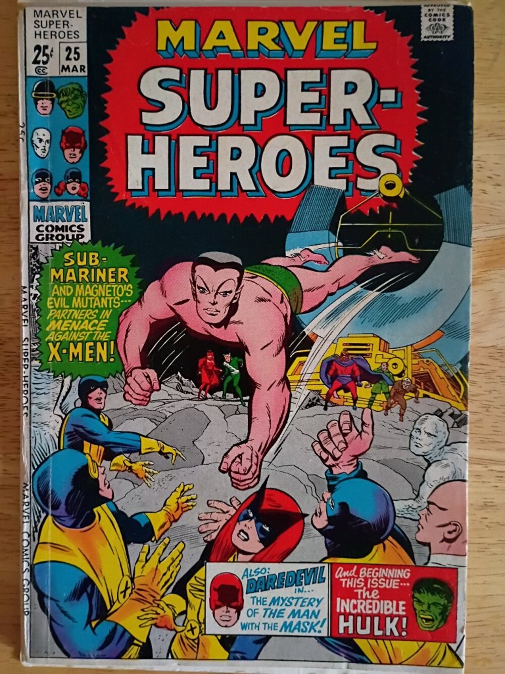 Vintage Marvel Super-Heroes Vol 1 #25 March 1970 Comic Book - Sub-Mariner X-Men